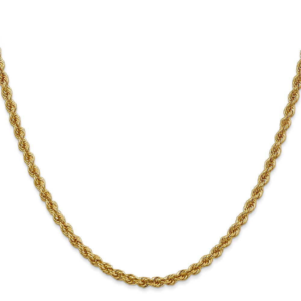14k Yellow Gold 30 inch 3mm Regular Rope with Lobster Clasp Chain Necklace