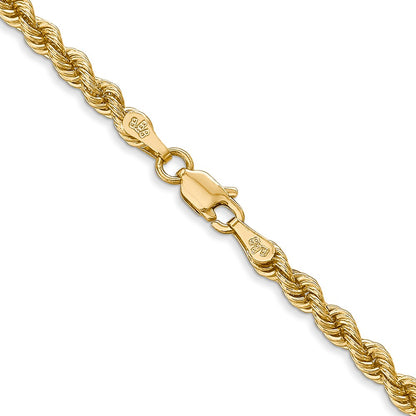 14k Yellow Gold 30 inch 3mm Regular Rope with Lobster Clasp Chain Necklace