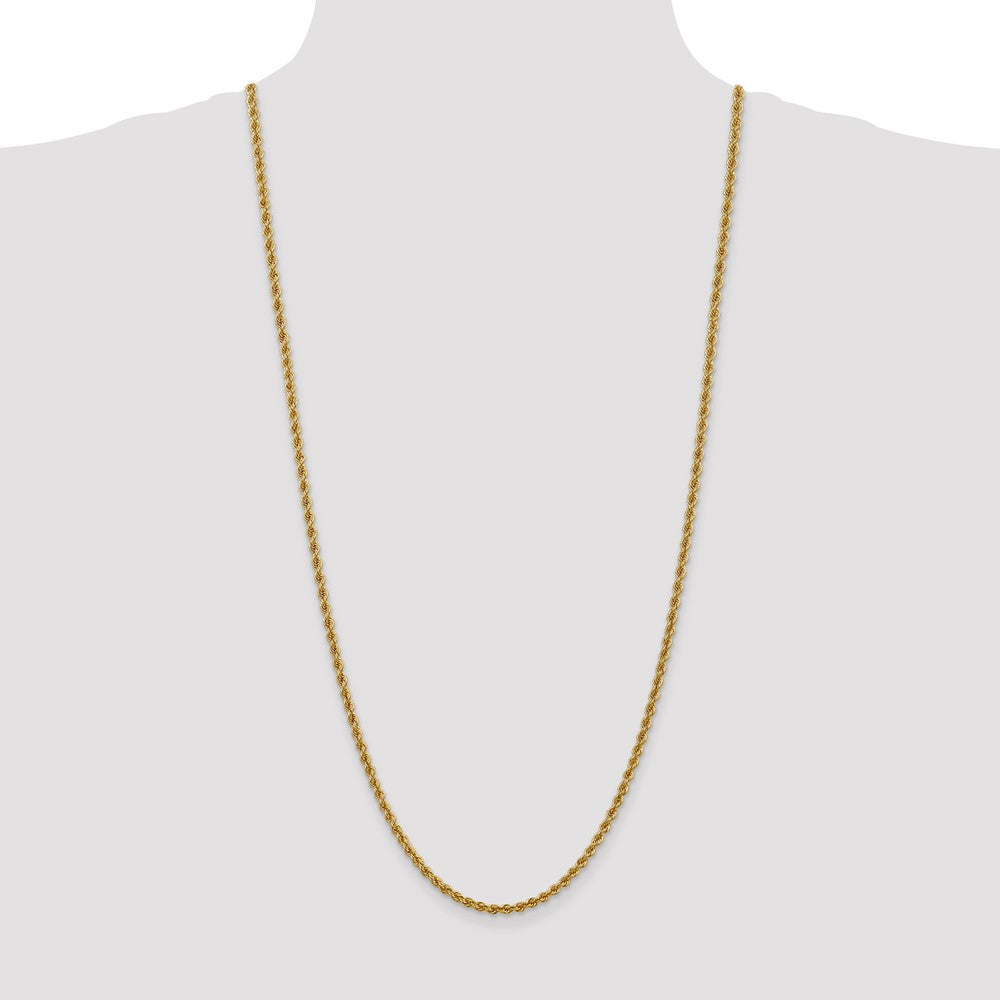 14k Yellow Gold 30 inch 3mm Regular Rope with Lobster Clasp Chain Necklace