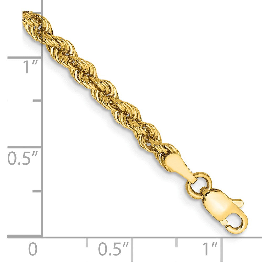 14k Yellow Gold 3mm Regular Rope with Lobster Clasp Chain Bracelet