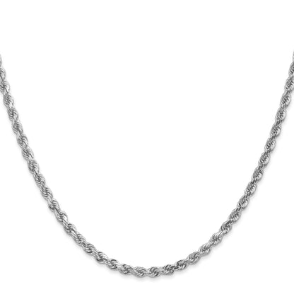 10K White Gold 3mm Diamond-Cut Rope Chain