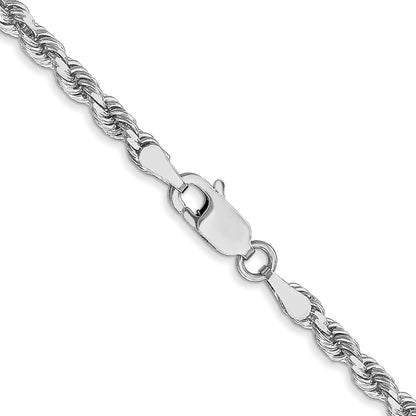 10k White Gold 3.0mm Diamond-cut Rope Chain Necklace