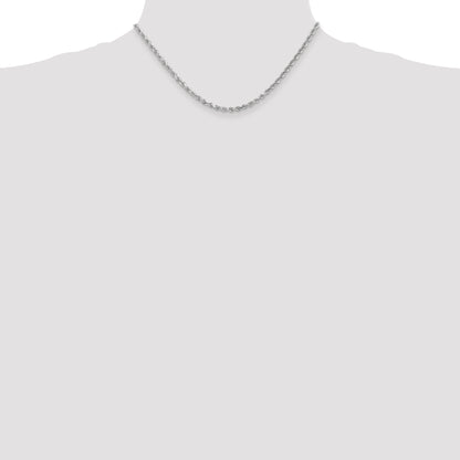 10K White Gold 3mm Diamond-Cut Rope Chain