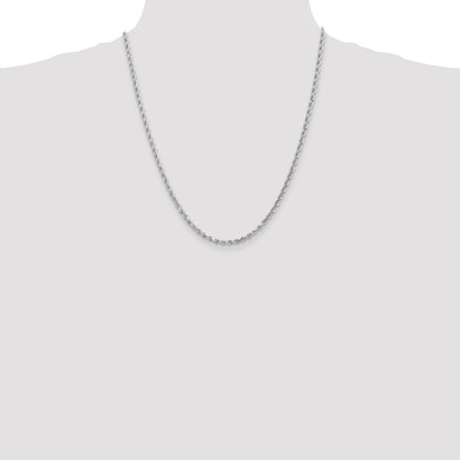 10K White Gold 3mm Diamond-Cut Rope Chain
