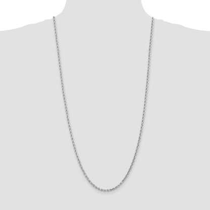 10k White Gold 3.0mm Diamond-cut Rope Chain Necklace