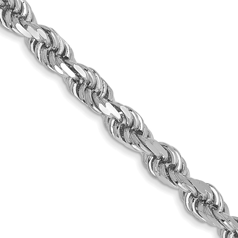 10k White Gold 3.0mm Diamond-cut Rope Chain Necklace