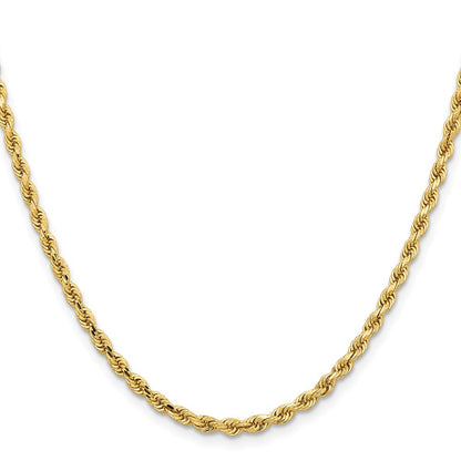 14k Yellow Gold 3.25mm Diamond-cut Rope with Lobster Clasp Chain Necklace
