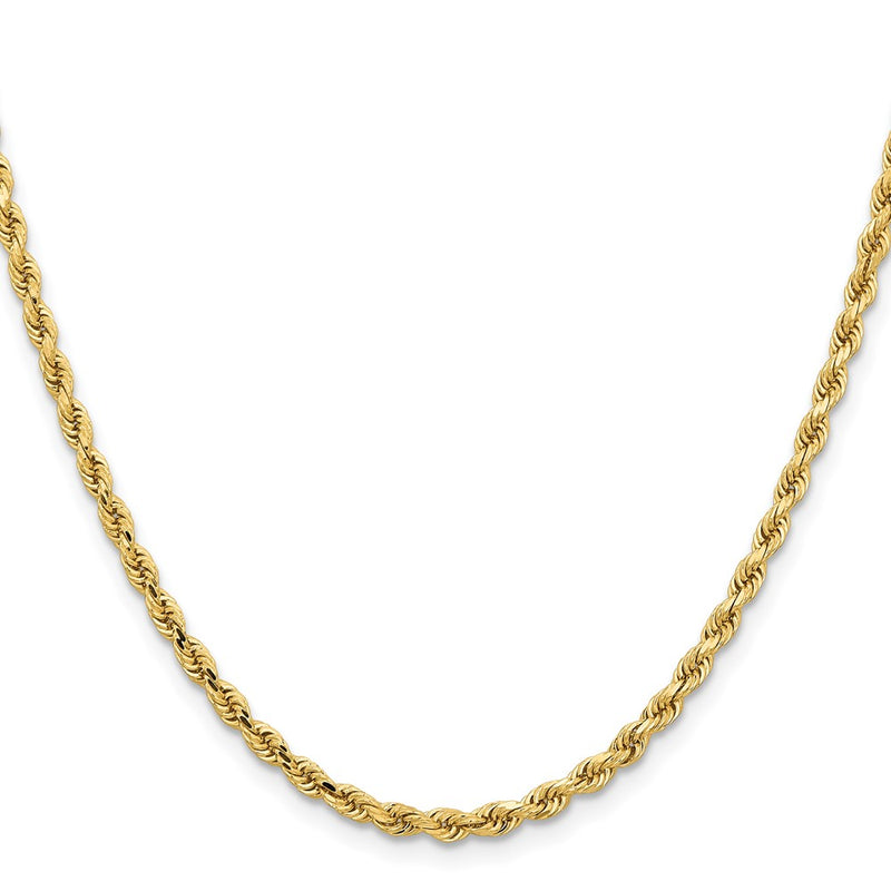 14k Yellow Gold 3.25mm Diamond-cut Rope with Lobster Clasp Chain Necklace