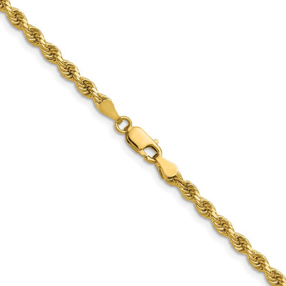 14k Yellow Gold 3.25mm Diamond-cut Rope with Lobster Clasp Chain Necklace