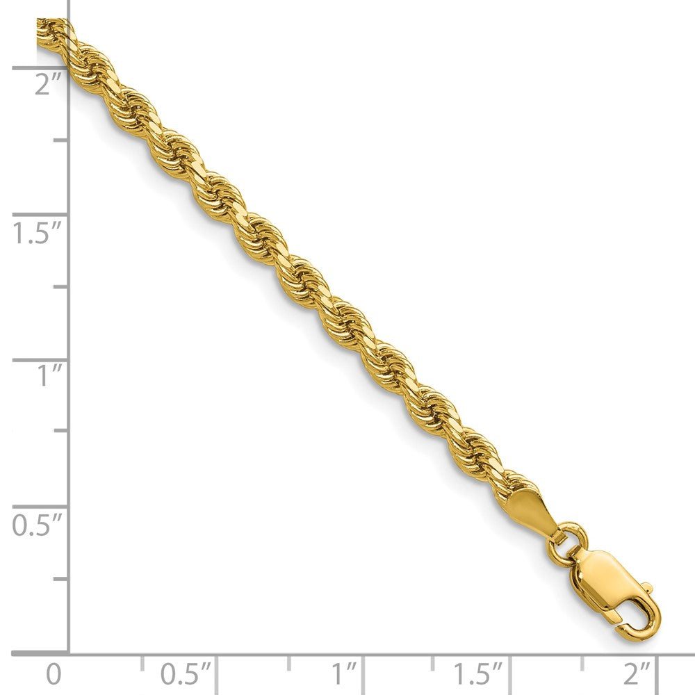 14k Yellow Gold 3.25mm Diamond-cut Rope with Lobster Clasp Chain Necklace