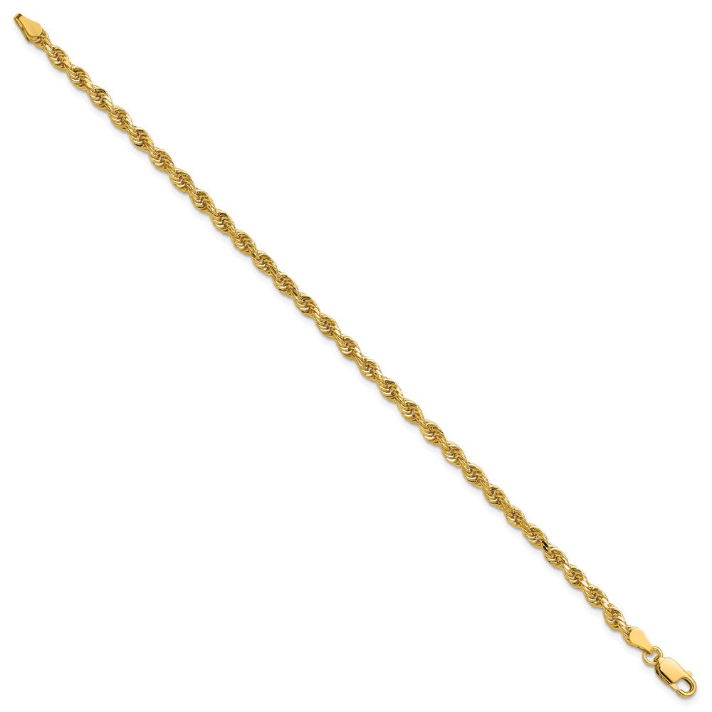 14k Yellow Gold 3.25mm Diamond-cut Rope with Lobster Clasp Chain Bracelet