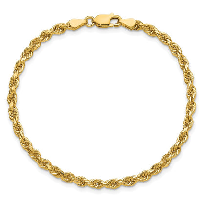 14k Yellow Gold 3.25mm Diamond-cut Rope with Lobster Clasp Chain Bracelet