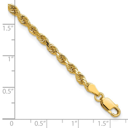 14k Yellow Gold 3.25mm Diamond-cut Rope with Lobster Clasp Chain Bracelet