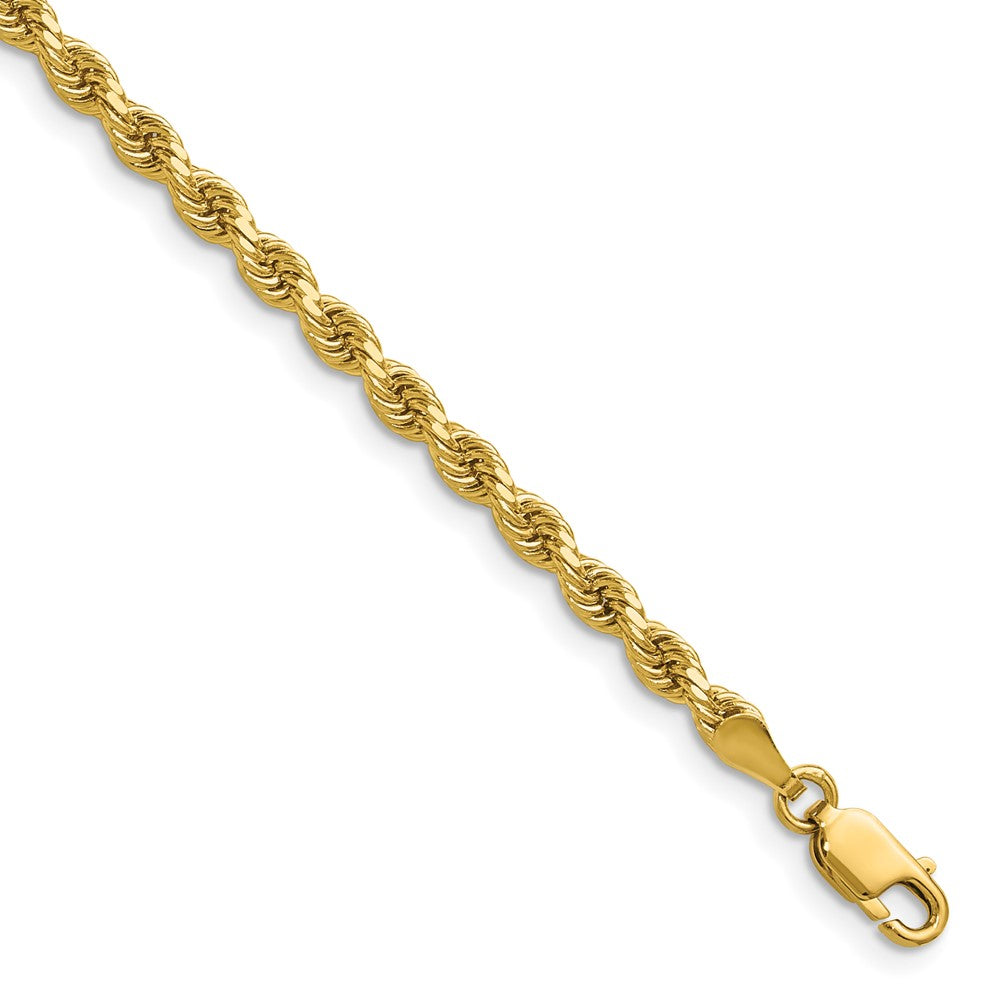 14k Yellow Gold 3.25mm Diamond-cut Rope with Lobster Clasp Chain Necklace