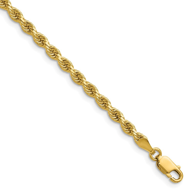14k Yellow Gold 3.25mm Diamond-cut Rope with Lobster Clasp Chain Necklace