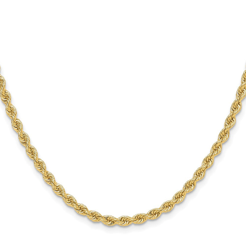 24 Inch 14k Yellow Gold 3.3mm Regular Rope Chain Necklace