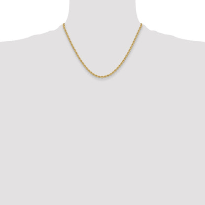 14k Yellow Gold 3.3mm Regular Rope Chain Necklace