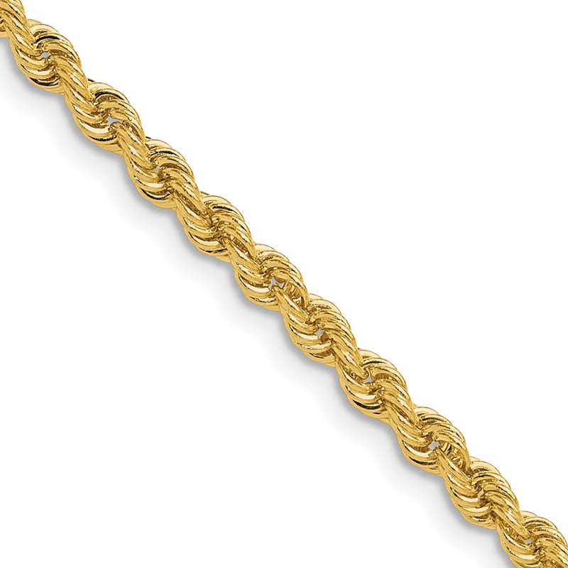 26 Inch 14k Yellow Gold 3.3mm Regular Rope Chain Necklace