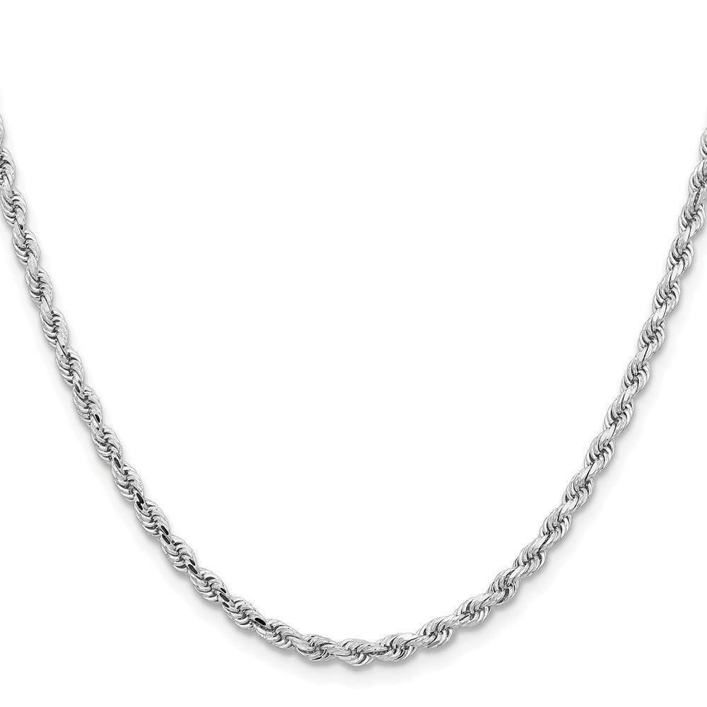 10k White Gold 3.25mm Diamond-cut Rope Chain Necklace