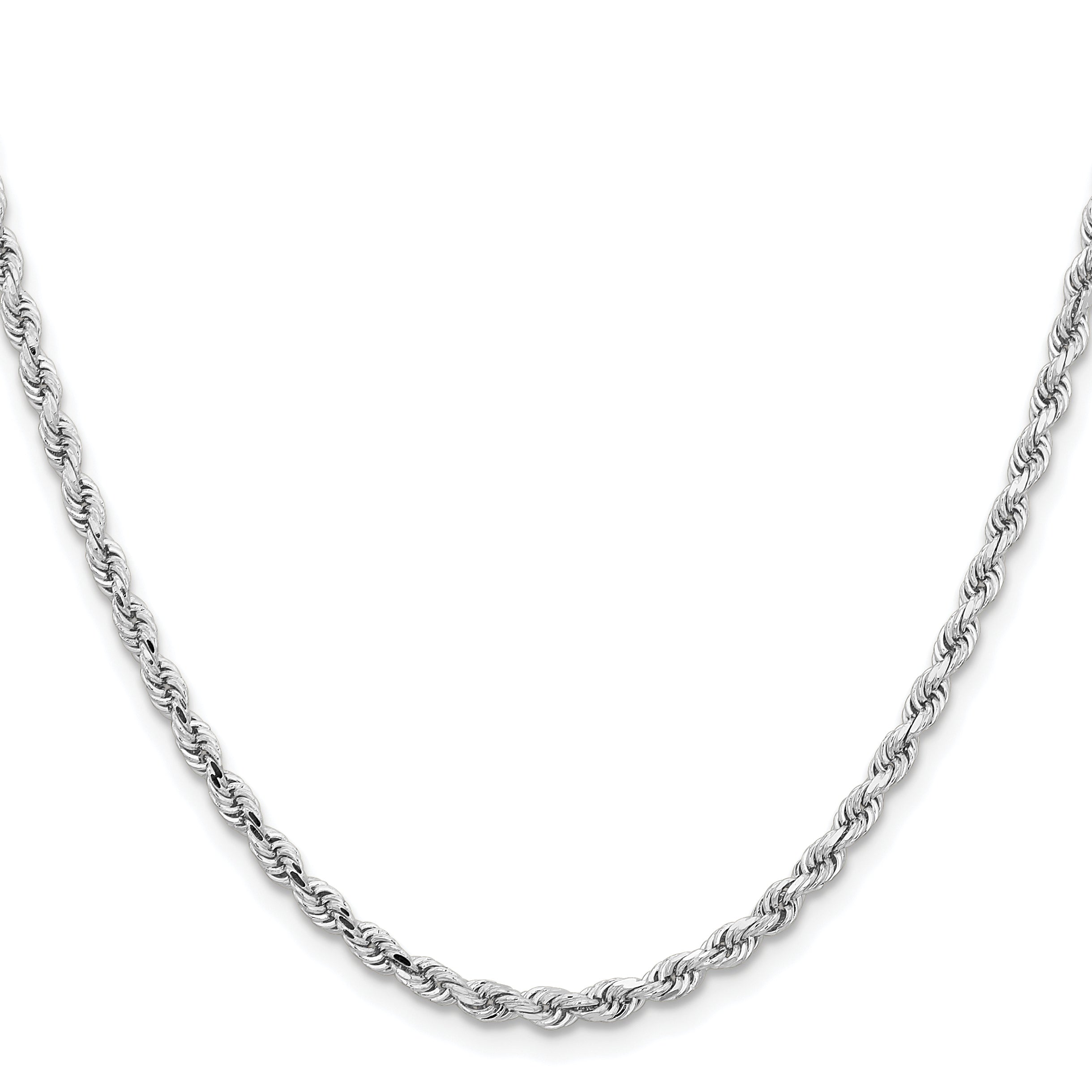 10K White Gold 3.25mm Diamond-Cut Rope Chain