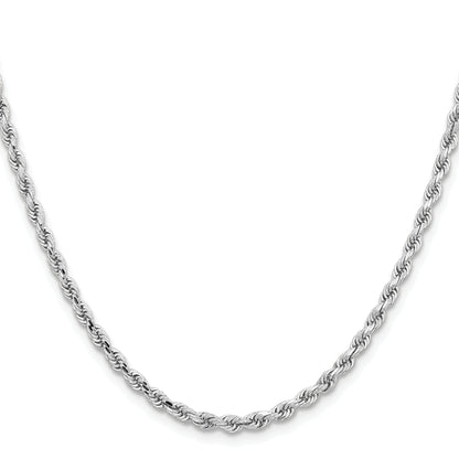 10K White Gold 3.25mm Diamond-Cut Rope Chain