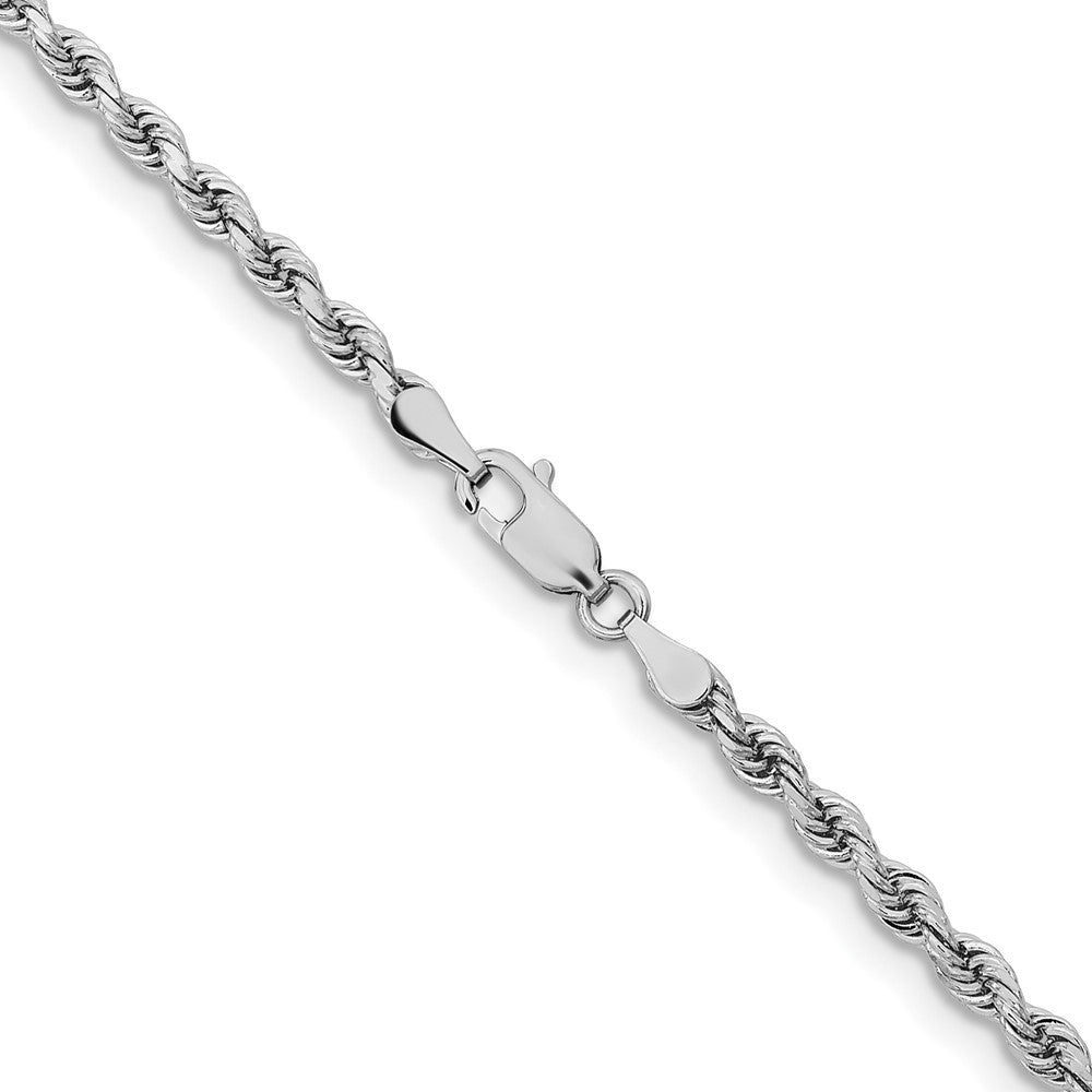 10k White Gold 3.25mm Diamond-cut Rope Chain Necklace