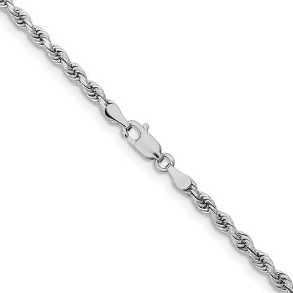 10k White Gold 3.25mm Diamond-cut Rope Chain Necklace