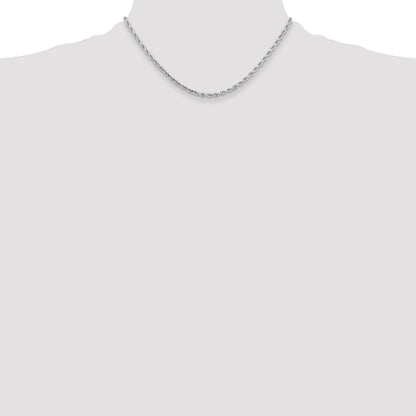 10K White Gold 3.25mm Diamond-Cut Rope Chain