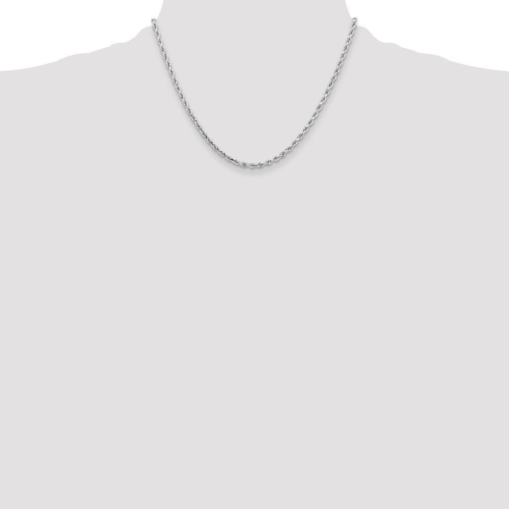 14k White Gold 3.25mm Diamond-cut Rope with Lobster Clasp Chain Necklace