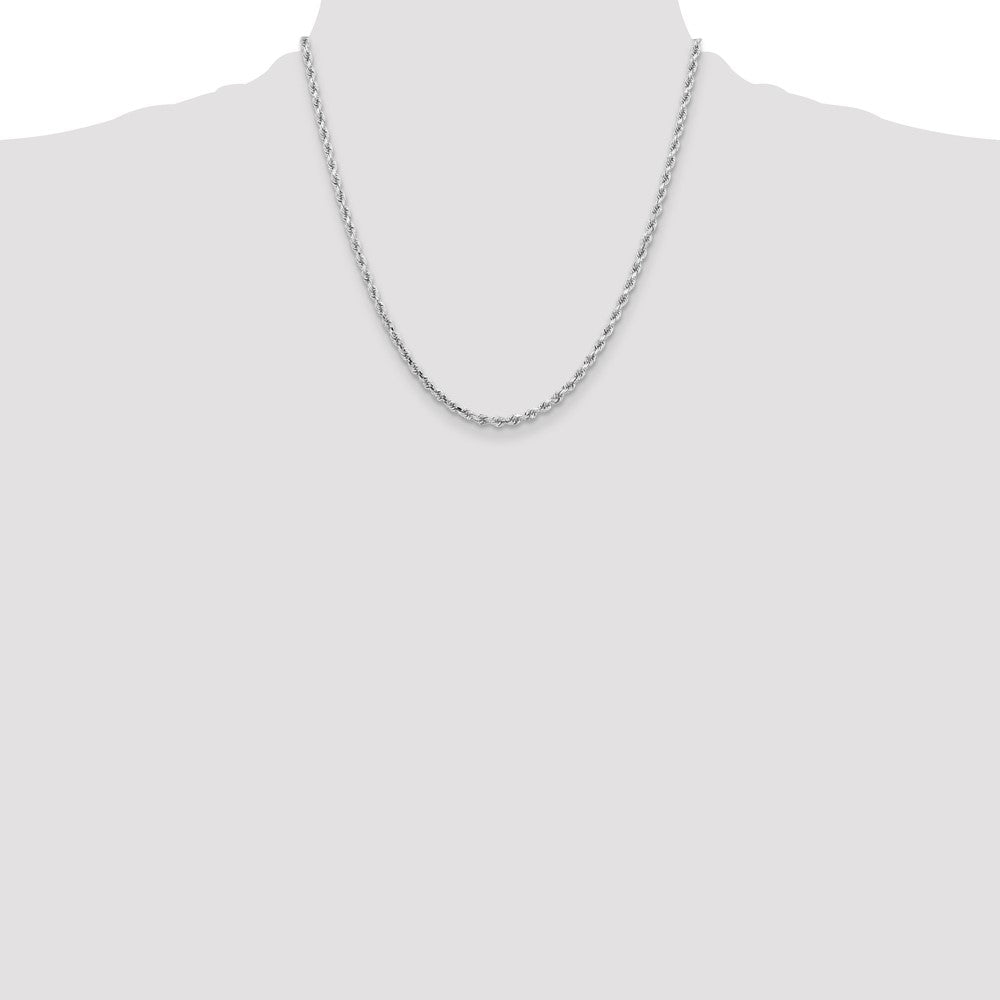 14k White Gold 20 inch 3.25mm Diamond-cut Rope with Lobster Clasp Chain Necklace