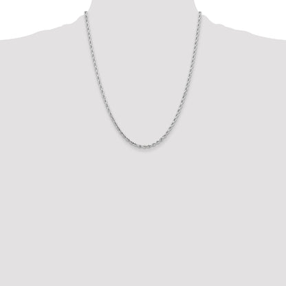 10K White Gold 3.25mm Diamond-Cut Rope Chain