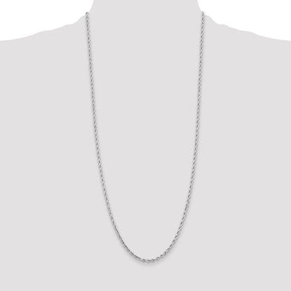 10K White Gold 3.25mm Diamond-Cut Rope Chain