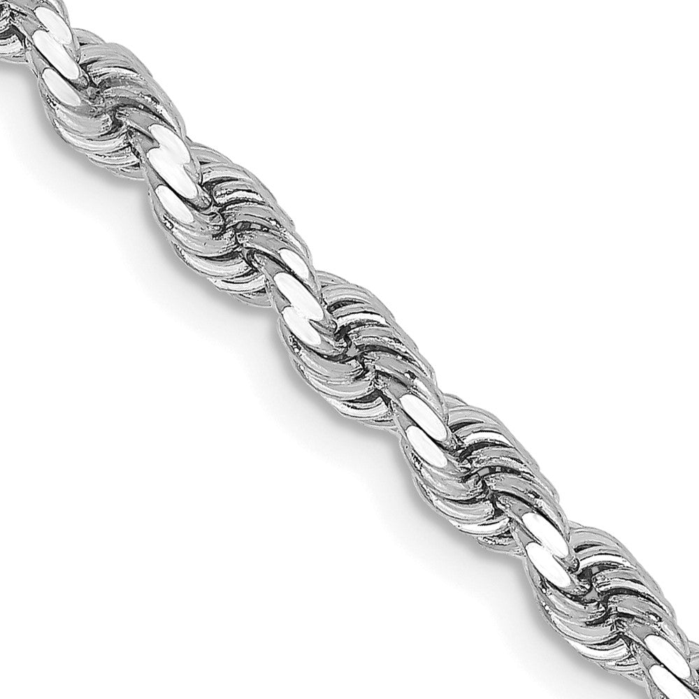 14k White Gold 20 inch 3.25mm Diamond-cut Rope with Lobster Clasp Chain Necklace