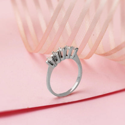 14K White Gold 0.25 Ct Five Stone Diamond Ring