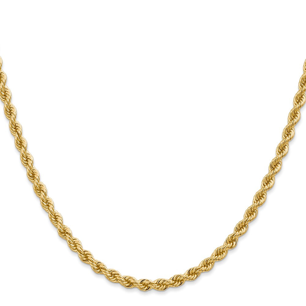 14k Yellow Gold 3.65mm Regular Rope with Lobster Clasp Chain Necklace