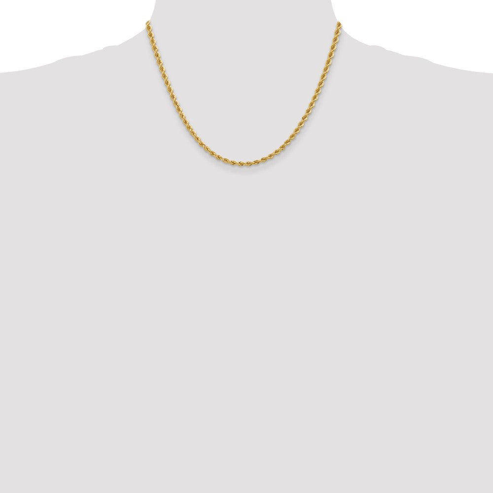 14k Yellow Gold 3.65mm Regular Rope with Lobster Clasp Chain Necklace
