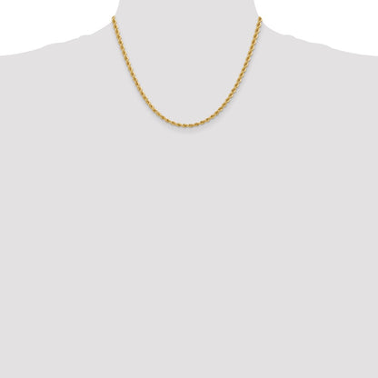 14k Yellow Gold 3.65mm Regular Rope with Lobster Clasp Chain Necklace