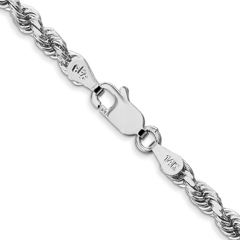 14k White Gold 30 inch 3.5mm Diamond-cut Rope with Lobster Clasp Chain Necklace