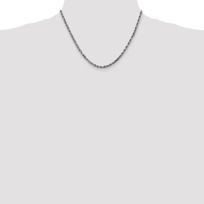 14k White Gold 3.5mm Diamond-cut Rope with Lobster Clasp Chain Necklace