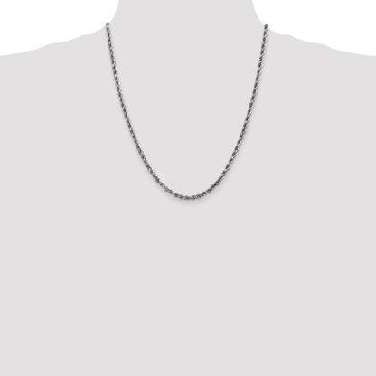 10K White Gold 3.5mm Diamond-Cut Rope Chain