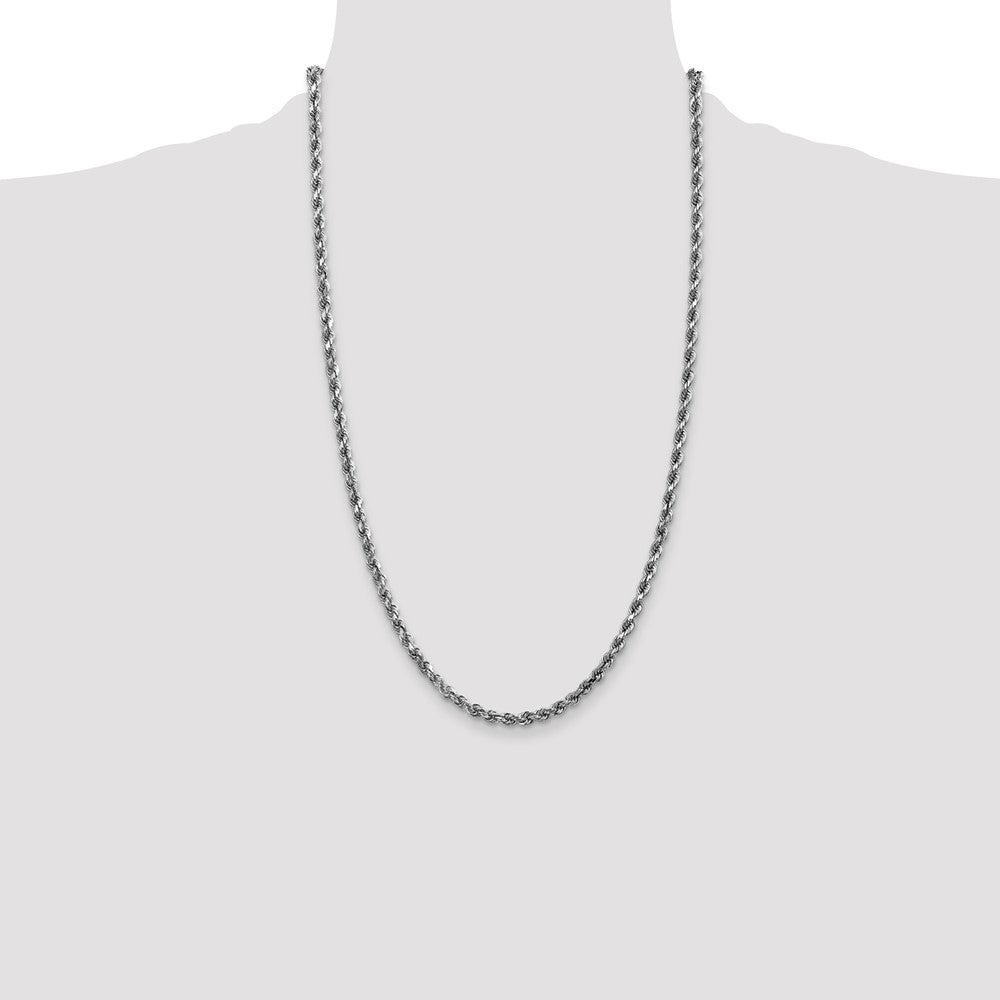 10k White Gold 3.5mm Diamond-cut Rope Chain Necklace