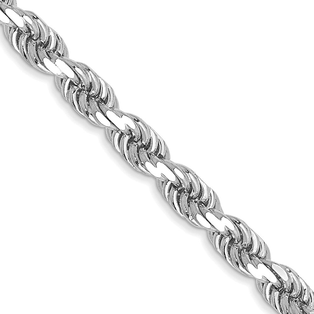 14k White Gold 30 inch 3.5mm Diamond-cut Rope with Lobster Clasp Chain Necklace