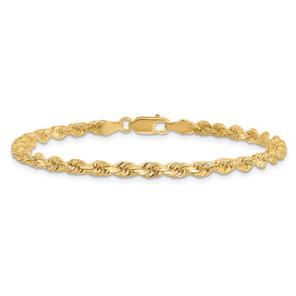 14k Yellow Gold 7 inch 3.5mm Diamond-cut Rope with Lobster Clasp Chain