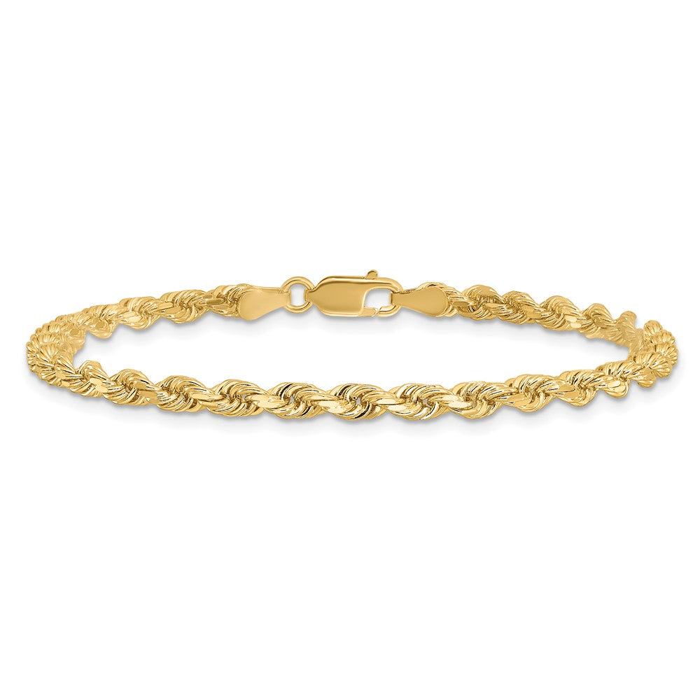 14k Yellow Gold 3.5mm Diamond-cut Rope with Lobster Clasp Chain Anklet