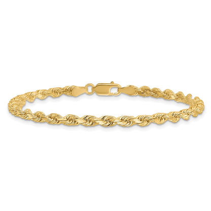 14k Yellow Gold 3.5mm Diamond-cut Rope with Lobster Clasp Chain Anklet