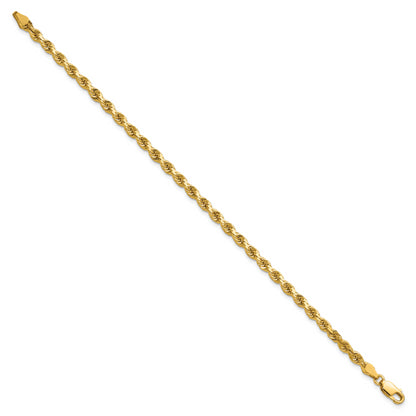 14k Yellow Gold 7 inch 3.75mm Diamond-cut Rope with Lobster Clasp Chain