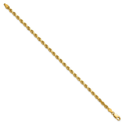14k Yellow Gold 3.75mm Diamond-cut Rope with Lobster Clasp Chain Anklet