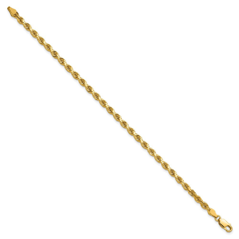 14k Yellow Gold 3.75mm Diamond-cut Rope with Lobster Clasp Chain Anklet