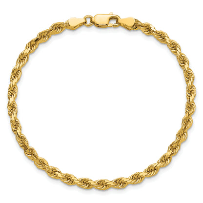 14k Yellow Gold 7 inch 3.75mm Diamond-cut Rope with Lobster Clasp Chain