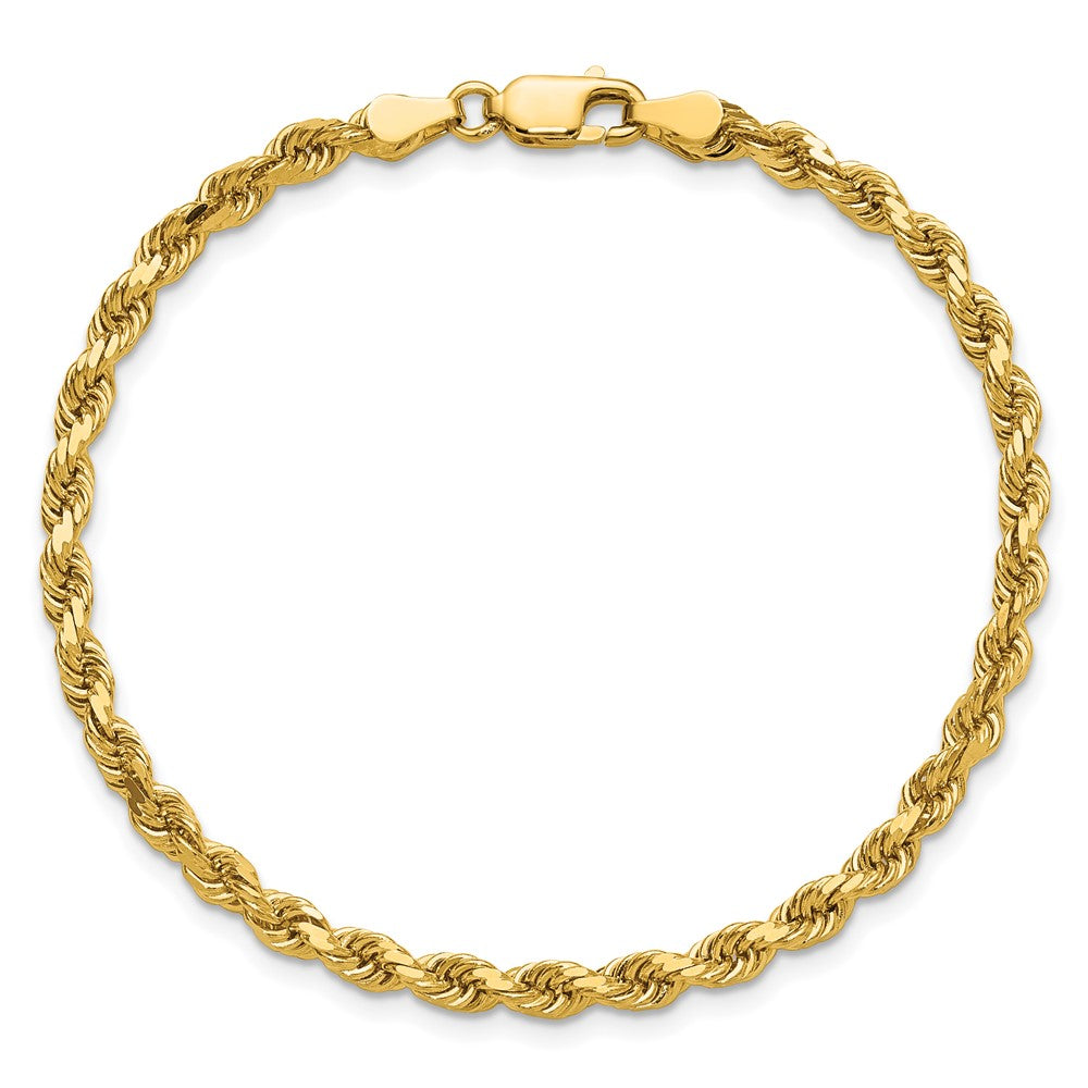 14k Yellow Gold 3.75mm Diamond-cut Rope with Lobster Clasp Chain Anklet